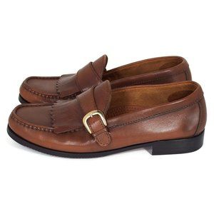 David Taylor Mens Brown Leather Buckle Loafers 9.5